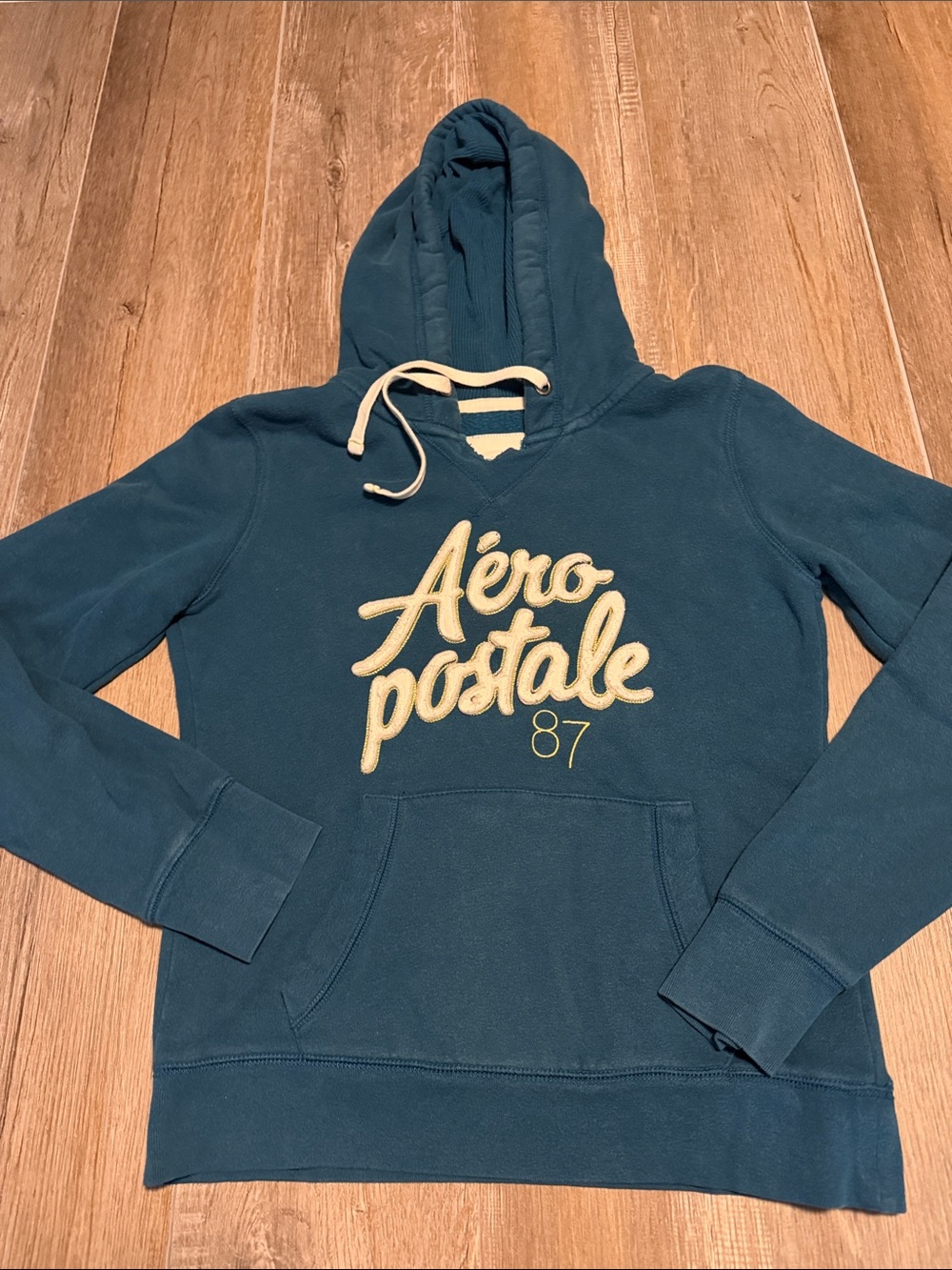 Aeropostale Teal Hoodie with white Drawstrings